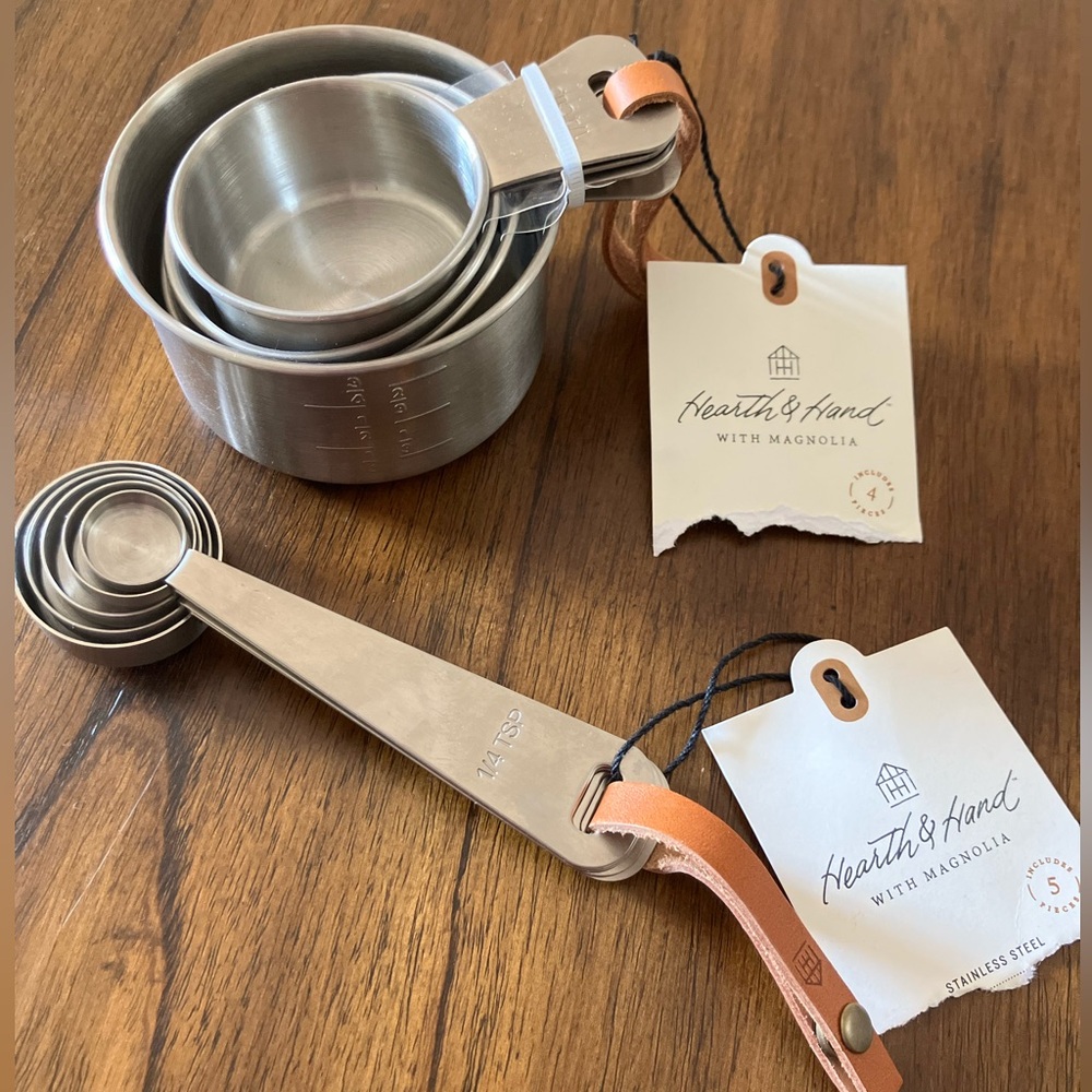 Stainless Steel Measuring Cups & Spoons Set by Hearth & Hand with Magnolia, NWT